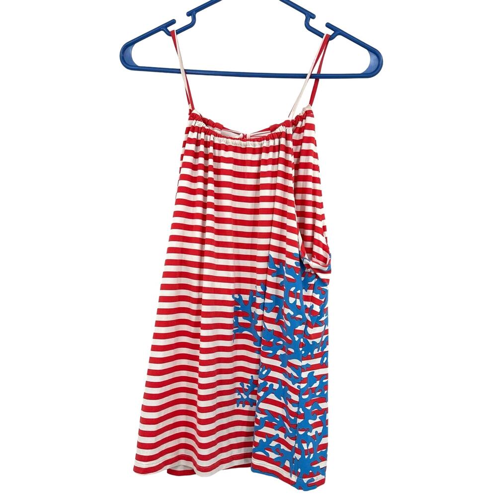 J. McLaughlin size XL sleeveless tank top built in bra red white blue striped